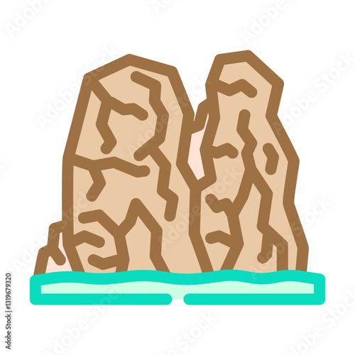 splitting rock fracture color icon vector illustration