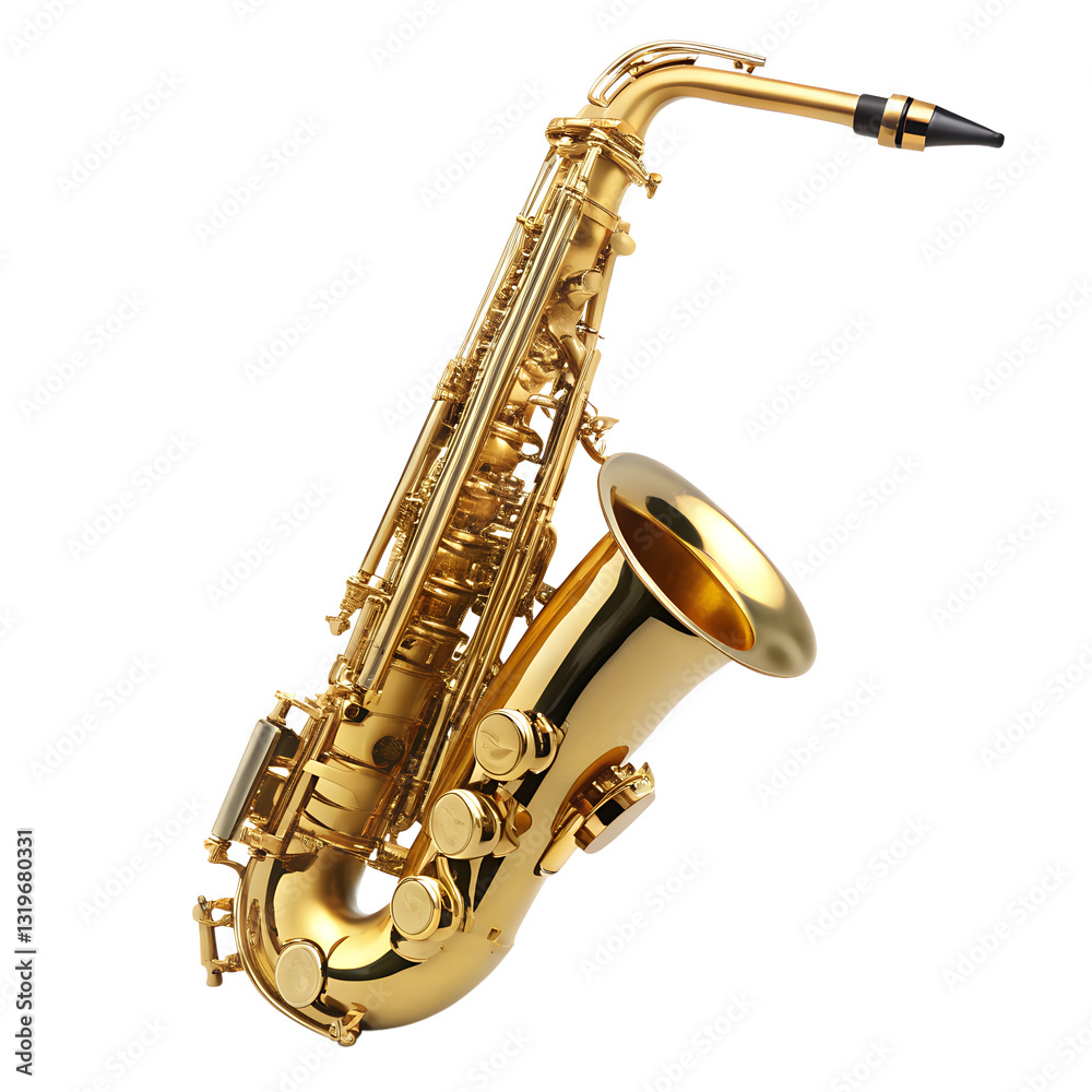 Fototapeta premium Golden saxophone on white background 