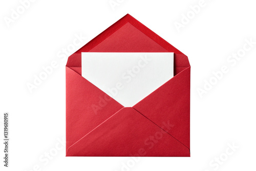 studio shot red envelope white card minimalist stationery design isolated on white backgrounf