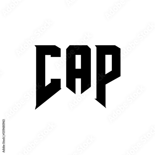 CAP letter logo design for technology company. CAP logo design black and white color combination. CAP logo, CAP vector, CAP design, CAP icon, CAP alphabet. CAP typography logo design.