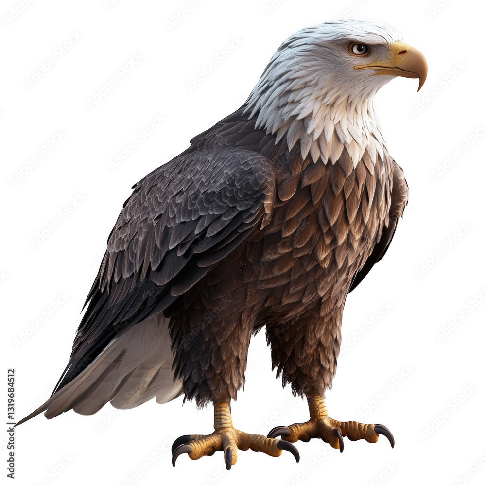Obraz premium Majestic Bald Eagle in Flight Isolated on White