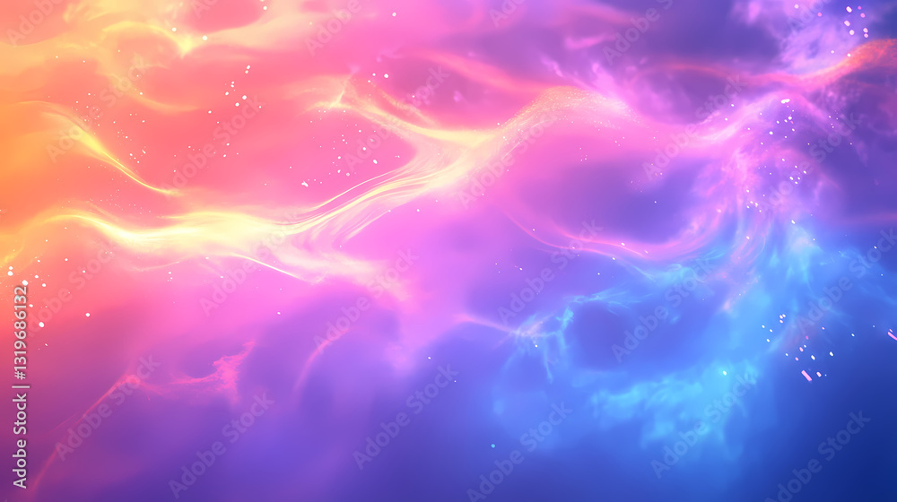 Obraz premium Glowing neon mist with holographic patterns and iridescent sheen, mist, iridescent, glowing. Holographic Sheen. Illustration