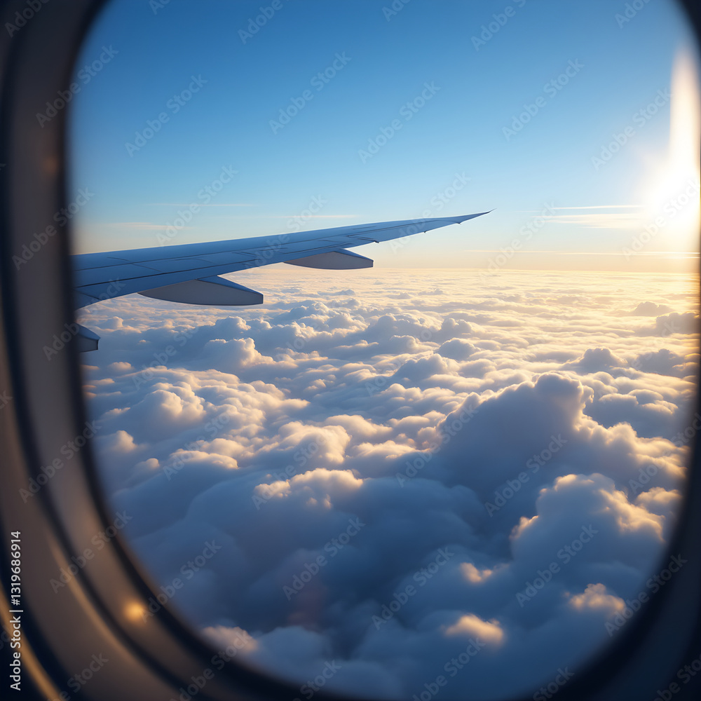 Obraz premium From the airplane window, the sky is peaceful