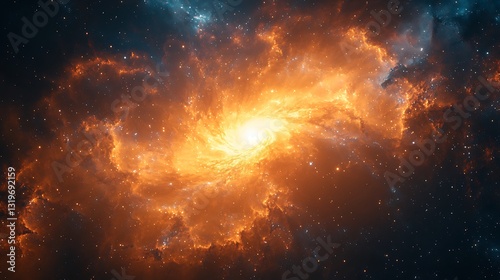 Bright quasar glowing in deep space high resolution hd photo