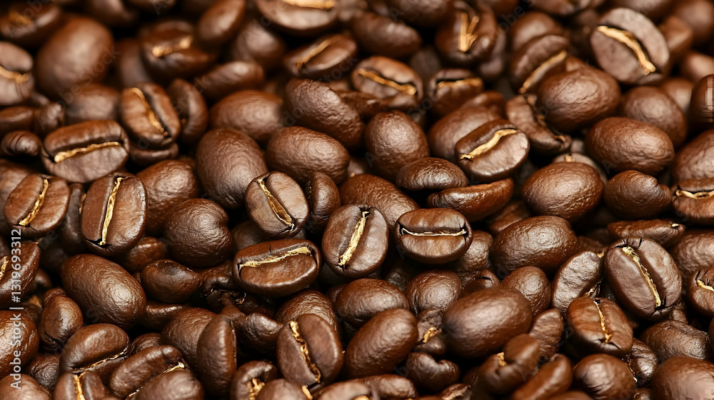 Close Up Image of Roasted Coffee Beans Displaying Brown Tones And Natural Texture With Light Reflections Close Up Image of Roasted Coffee Beans Displaying Brown Tones And Natural Texture With Light Reflections