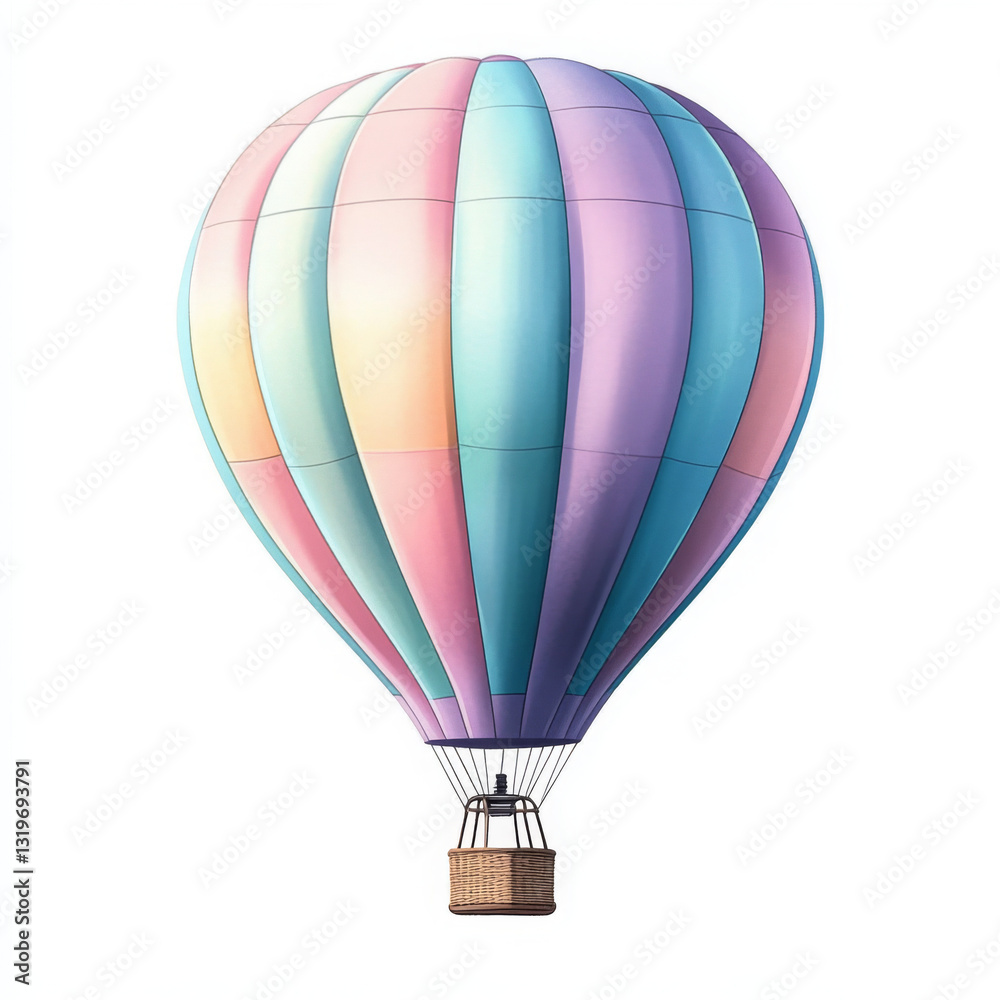 Naklejka premium A colorful hot air balloon with a basket on top