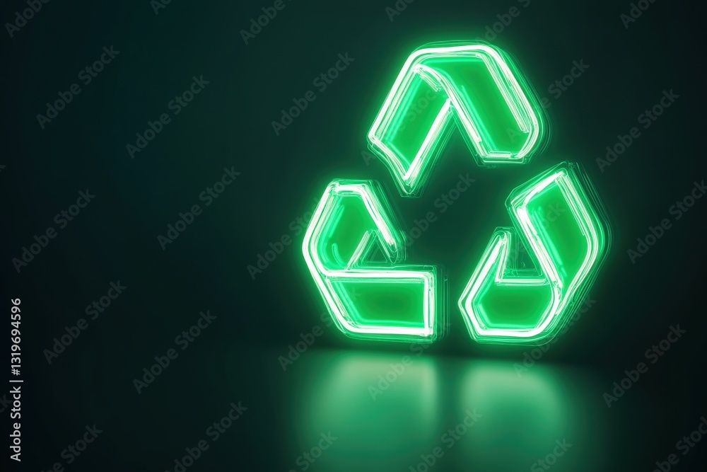 Sustainable action illuminated recycling symbol urban environment graphic representation modern viewpoint eco-friendly concept Sustainable action illuminated recycling symbol urban environment graphic representation modern viewpoint eco-friendly concept