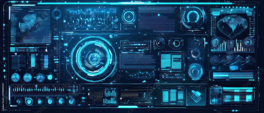 Futuristic Tech Interface: Digital Dashboard Display Futuristic Tech Interface: Digital Dashboard Display