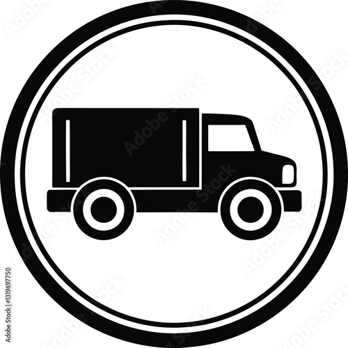  flat style truck silhouette, cargo truck minimalist transportation design