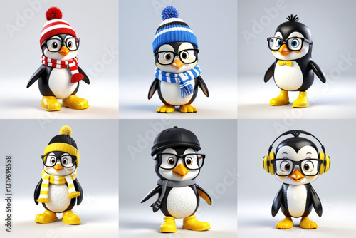 Title: Accessorized Stylish Penguins Cute