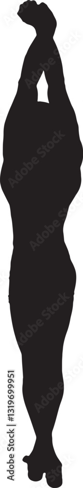 vector; silhouette of back view of stretching man vector; silhouette of back view of stretching man