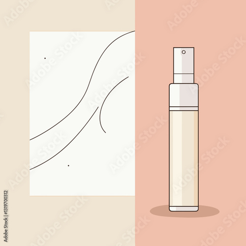 Elegant beauty salon background with skincare spray bottle