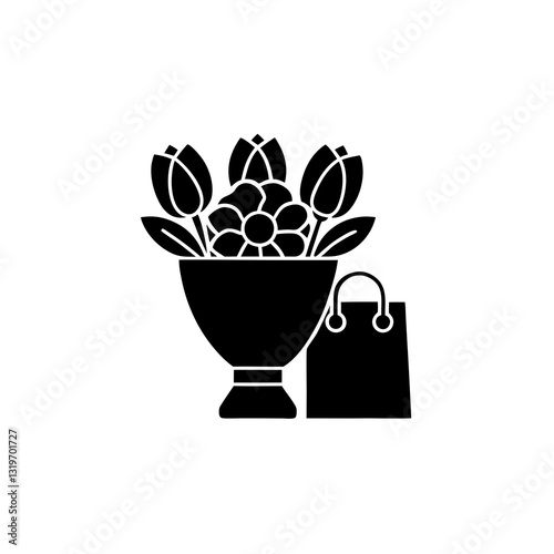 creative details flower shop icon vector Illustration