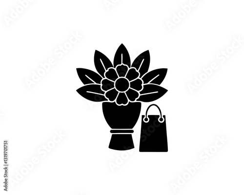 creative details flower shop icon vector Illustration
