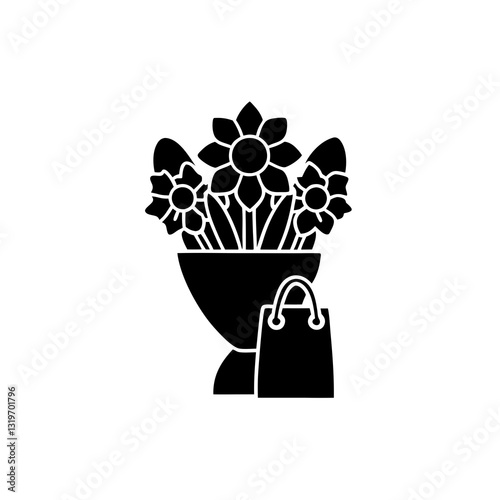 creative details flower shop icon vector Illustration