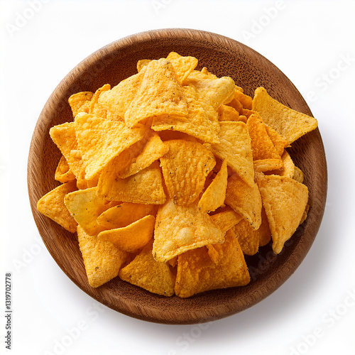nachos corn chips in a bowl isolated on a white background