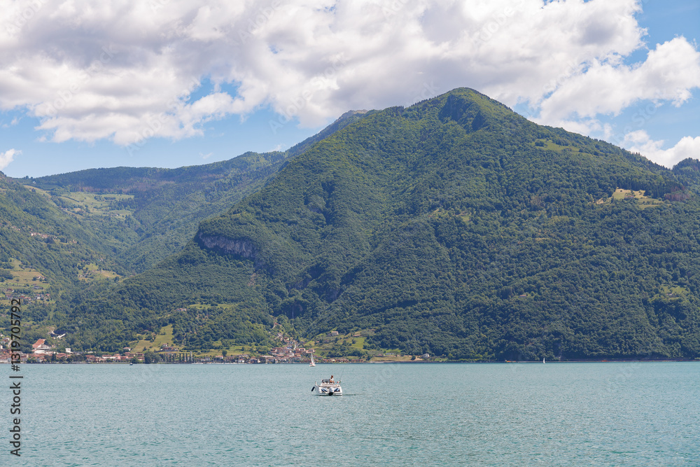 Landscape of lake Iseo in Italy