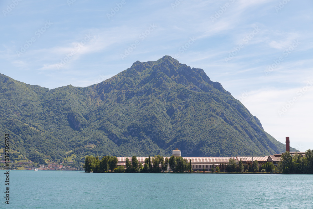 Landscape of lake Iseo in Italy