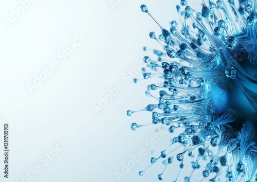 Blue virus microscopic view, medical research background
