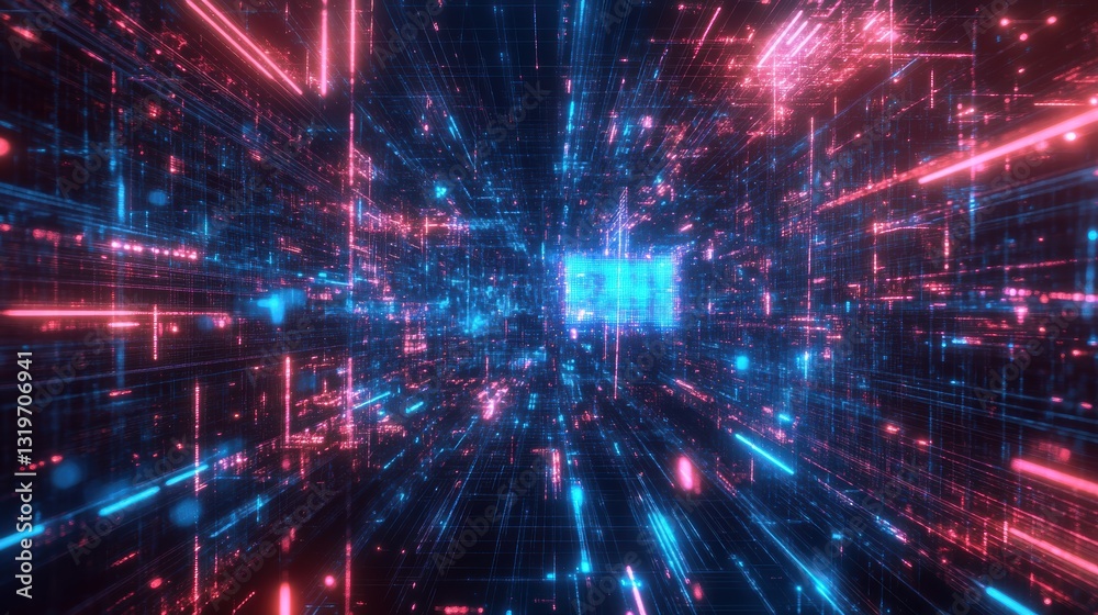 Obraz premium Abstract futuristic AI digital brain in cyberspace.