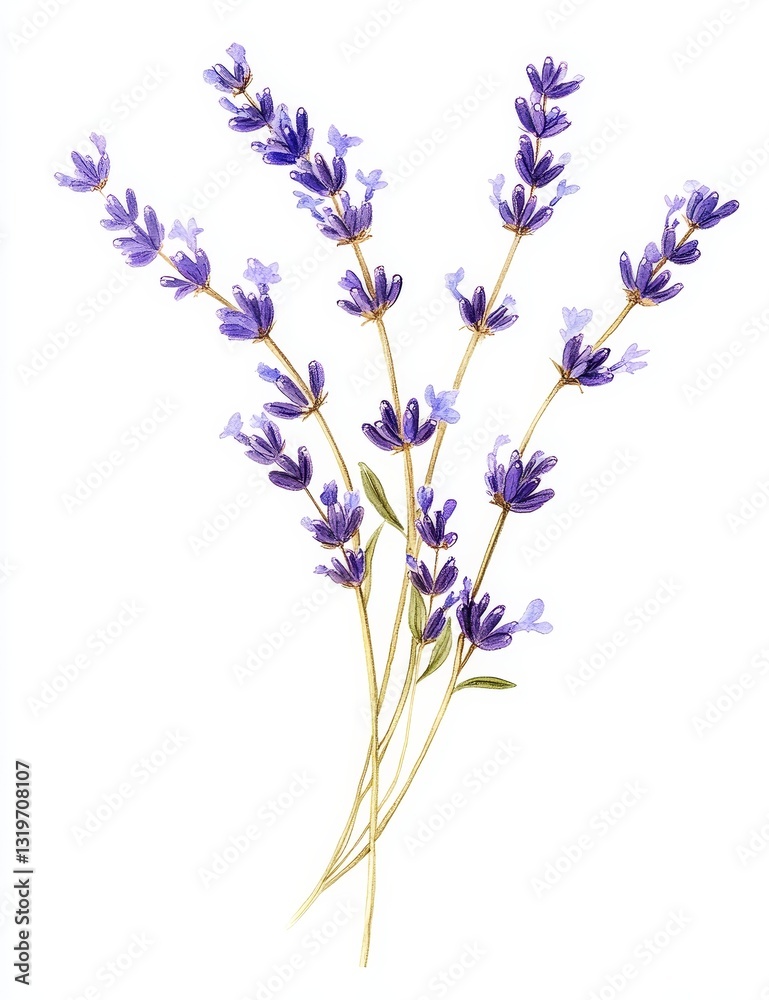 Naklejka premium Lavender bouquet, studio shot, white background, aromatherapy