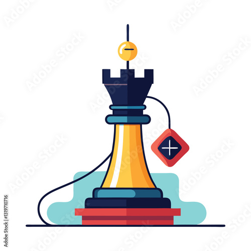 a flat illustration of the king piece of the chess