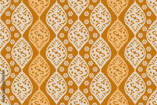 Motifs African boho paisley Floral Ikat pattern embroidery border. Ethnic ikat floral Aztec Indian Seamless Pattern. Ikat ethnic oriental traditional. Abstract for texture, fabric, clothing,decoration