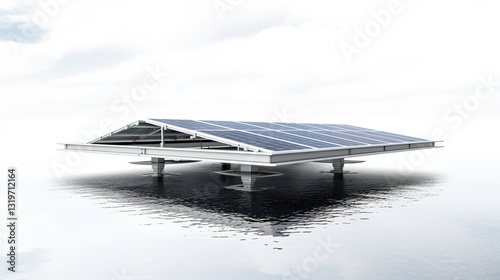 A photo of a floating solar array