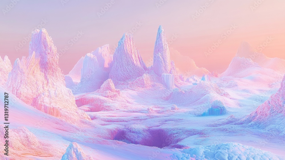 Obraz premium a surreal and fantastical landscape depicted in pastel hues using digital art techniques