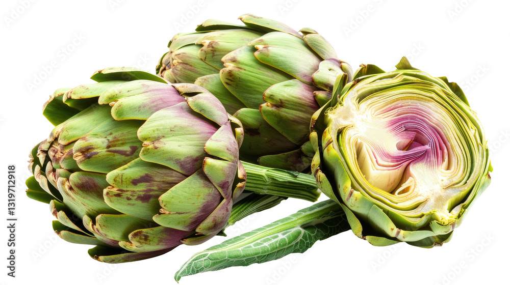 Fototapeta premium Artichoke (also known by the names French artichoke, green artichoke, and globe artichoke) isolated on transparent background.