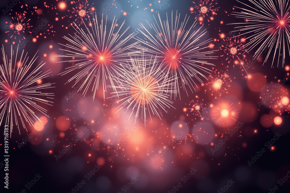 Fototapeta premium Abstract fireworks and lights. Bright dynamic. Festive celebratory magical.