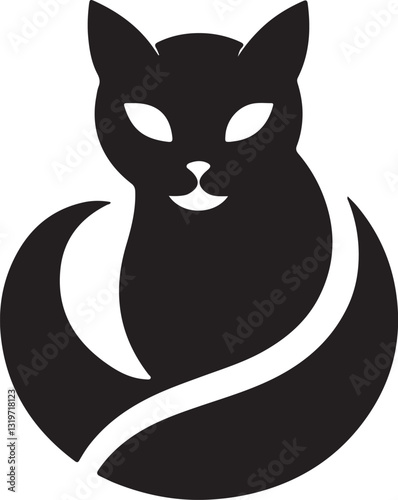 Vector cat silhouette black and white	