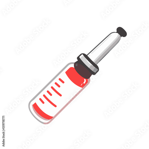 Blood Sample Test Tube with Rubber Cap – Minimalistic Black and Red Vector Icon