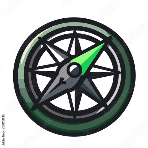 Compass icon with sleek design and minimalistic feel, navigational tool