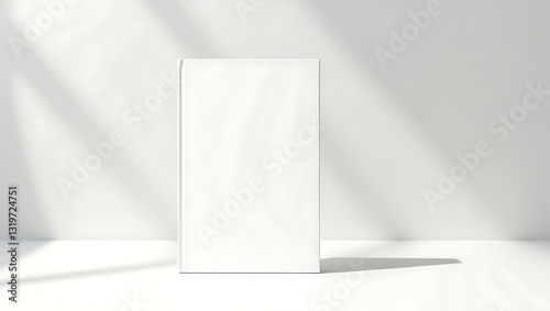 mockup of Blank white book with soft light and shadows
