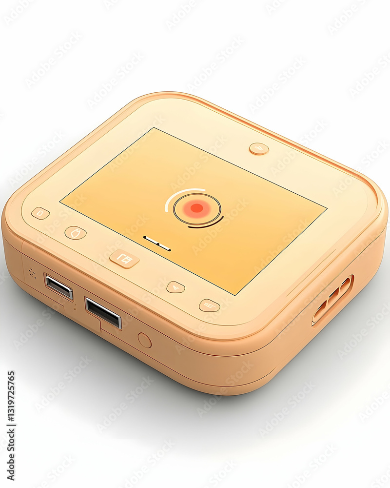 Obraz premium Compact portable device with screen, buttons, and ports. Ideal for travel or home use