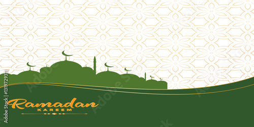 Ramadhan kareem golden mosque festival background design, modern luxury islamic ramadhan kareem background with seamless pattern ornament design decoration