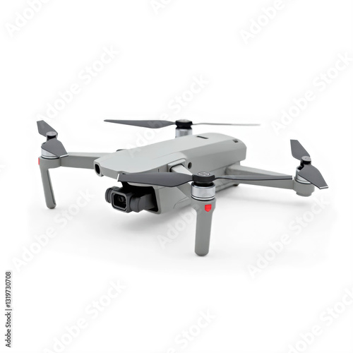 angled view of a small quadcopter FPV drone on white background compact technology for aerial photography and exploration
