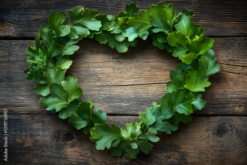 Heart shaped oak leaf wreath