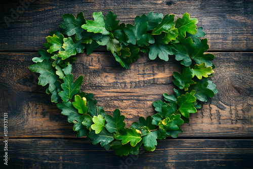 Heart shaped oak leaf wreath