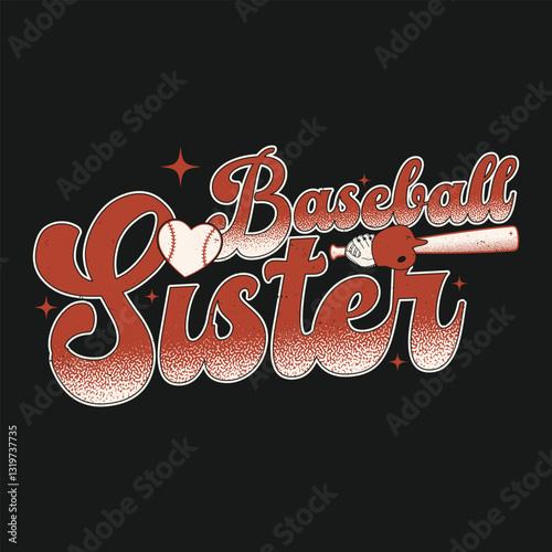 Baseball Sister Sibling Vintage T Shirt Design