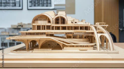 Wallpaper Mural Architectural Model: A Detailed Wooden Structure Torontodigital.ca