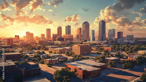 A Breathtaking Sunset Paints The Vibrant Cityscape Of Fort Worth, Texas, Casting A Warm Golden Glow On Its Iconic Skyline And Charming Neighborhoods