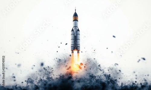 Wallpaper Mural A rocket taking off symbolizing ambition and progress, isolated on white background Torontodigital.ca
