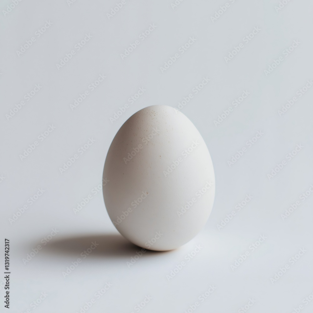 Single white egg casting a shadow on white background for easter celebrations. Generative ai illustrations Single white egg casting a shadow on white background for easter celebrations. Generative ai illustrations