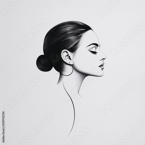 Elegant Woman Profile Illustration