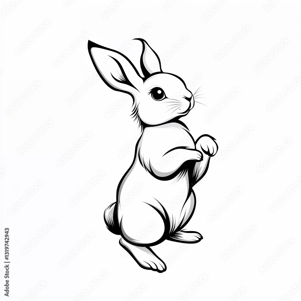 Obraz premium Rabbit Standing Drawing