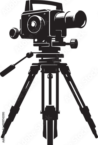 theodolite silhouette vector art