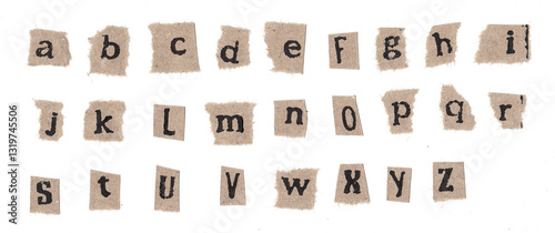 Ransom Note Letters Cutout Ripped Font Alphabet Set