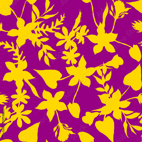 Wallpaper Mural Tropical pattern, floral, leaves. Digital print in Repeat (rapport), Resolution 300 DPI, ideal for fashion, decoration and stationery. Torontodigital.ca